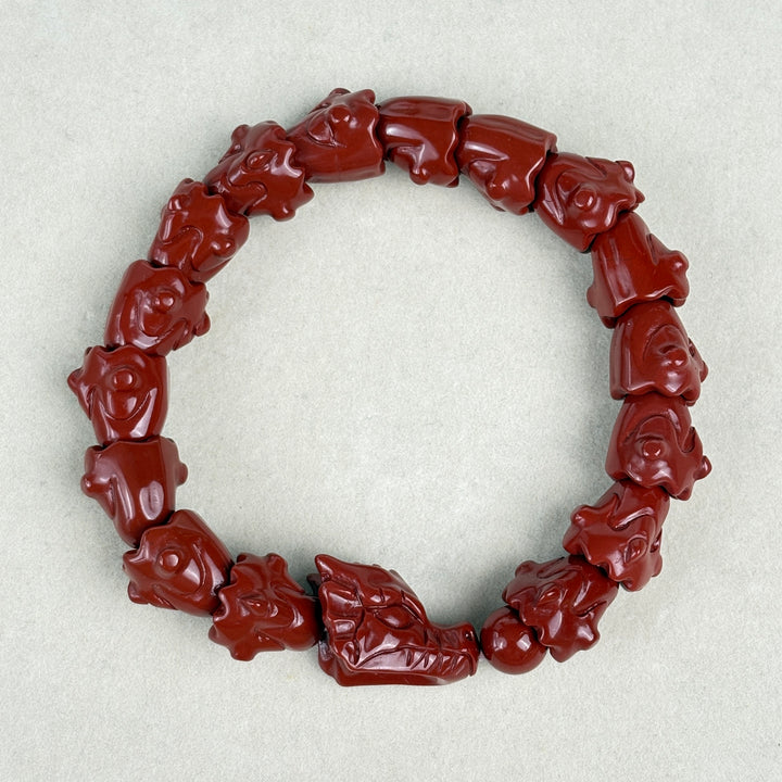 Alashan Agate Cinnabar Red Dragon Bracelet 13.3-13.9mm