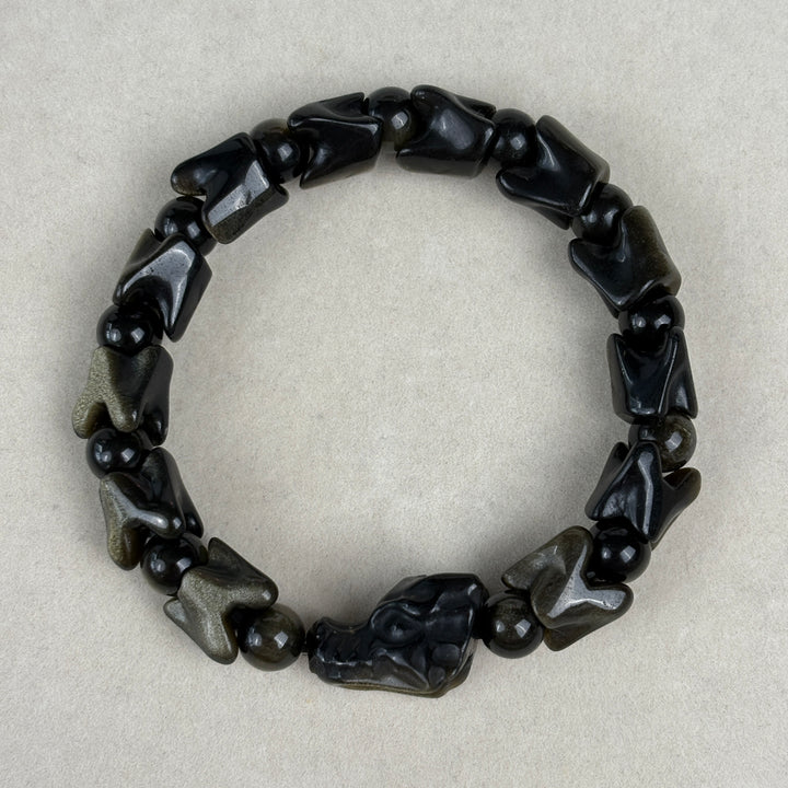 Golden Obsidian Dragon Head Bracelet 11.7-11.9mm
