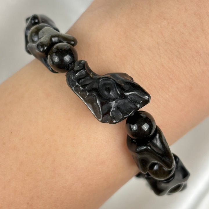 Golden Obsidian Dragon Head Bracelet 11.7-11.9mm