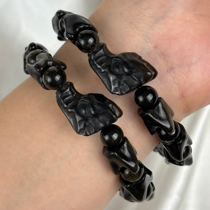 Golden Obsidian Dragon Head Bracelet 11.7-11.9mm