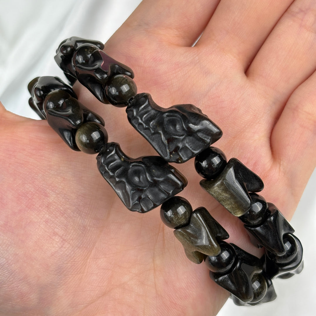 Golden Obsidian Dragon Head Bracelet 11.7-11.9mm