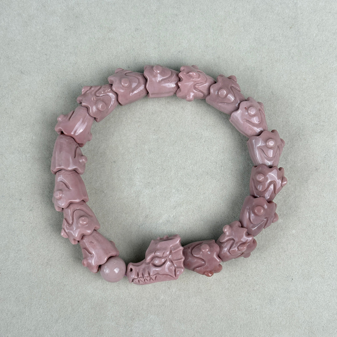 Alashan Agate Soft Pink Dragon Bracelet 12.9-13.4mm