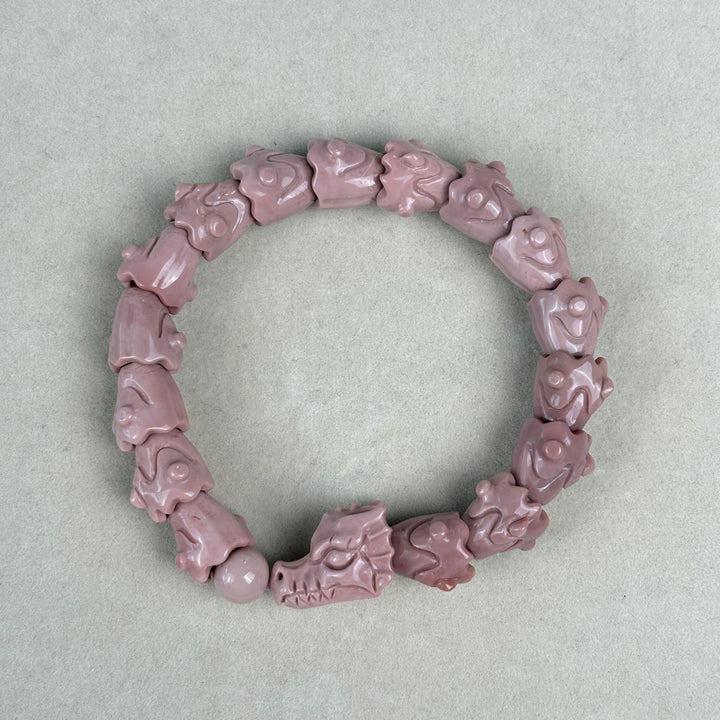 Alashan Agate Soft Pink Dragon Bracelet 12.9-13.4mm