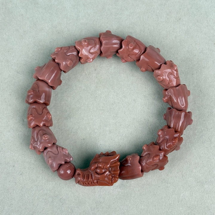 Alashan Agate Pink Dragon Bracelet 13.2-13.4mm
