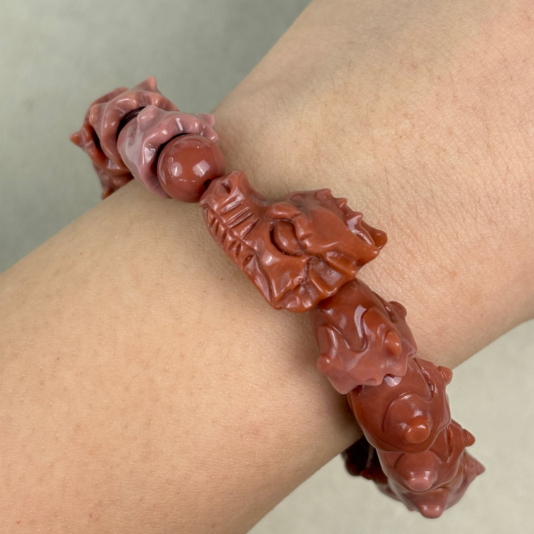 Alashan Agate Pink Dragon Bracelet 13.2-13.4mm