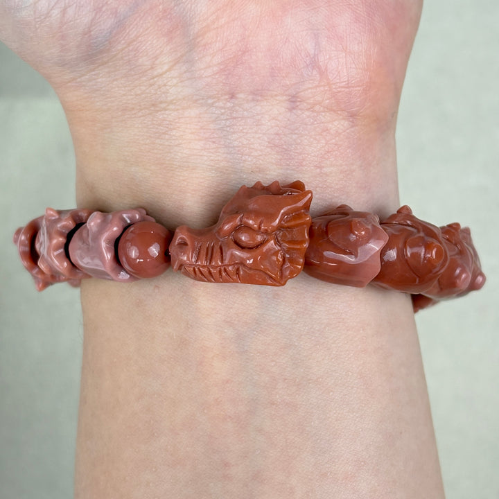 Alashan Agate Pink Dragon Bracelet 13.2-13.4mm
