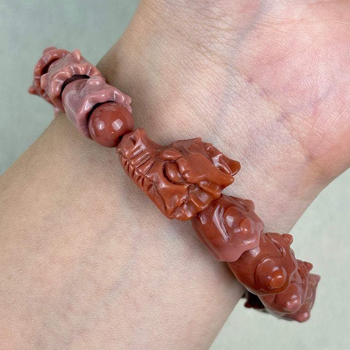 Alashan Agate Pink Dragon Bracelet 13.2-13.4mm