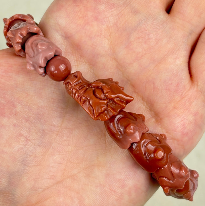 Alashan Agate Pink Dragon Bracelet 13.2-13.4mm