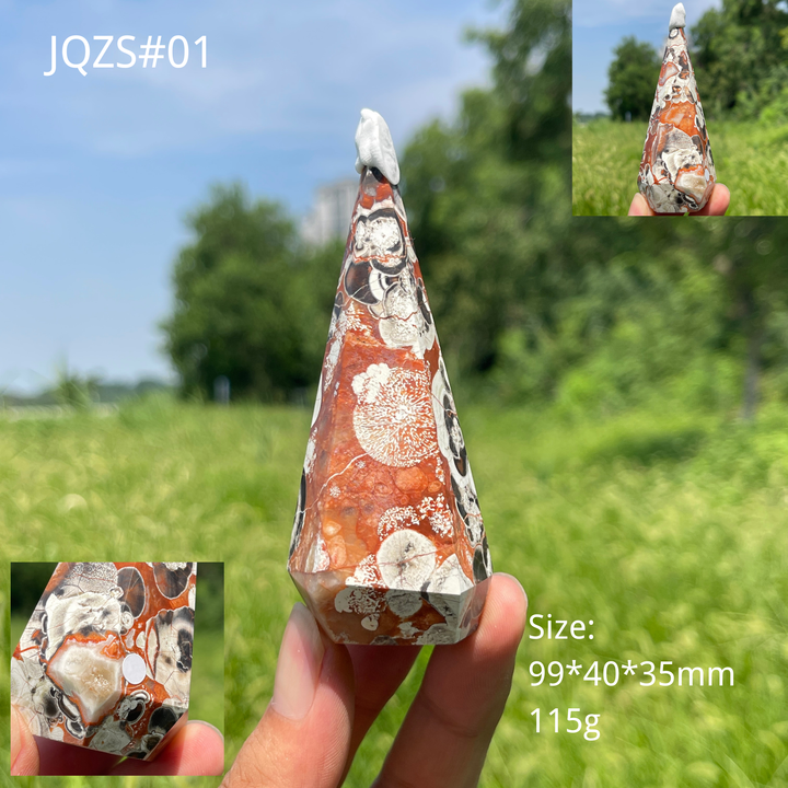 Unique,A Slightly Imperfect Natural Crystal Money Agate Diamond Tower