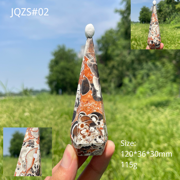 Unique,A Slightly Imperfect Natural Crystal Money Agate Diamond Tower