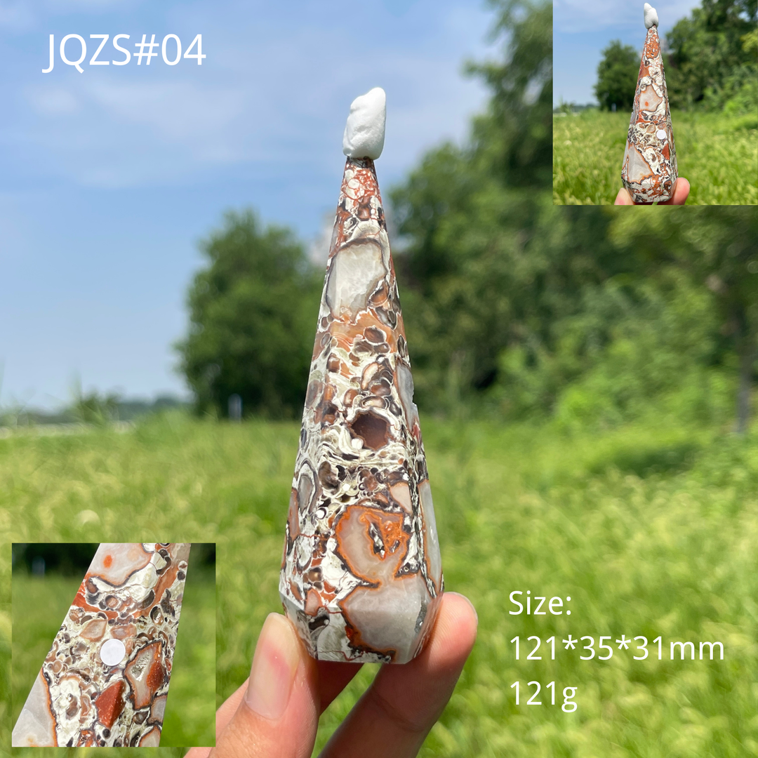 Unique,A Slightly Imperfect Natural Crystal Money Agate Diamond Tower