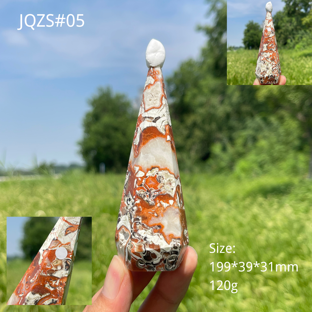Unique,A Slightly Imperfect Natural Crystal Money Agate Diamond Tower