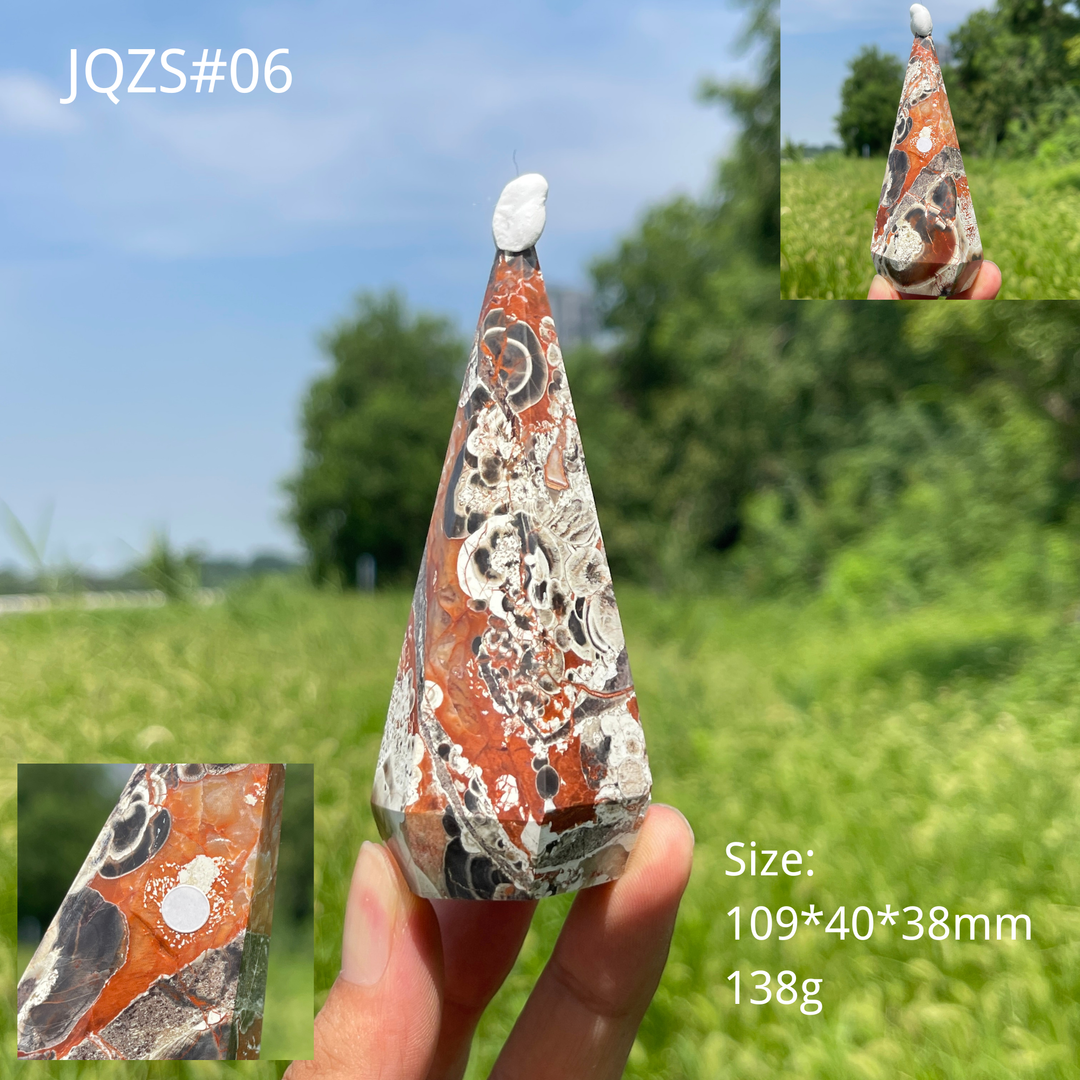 Unique,A Slightly Imperfect Natural Crystal Money Agate Diamond Tower