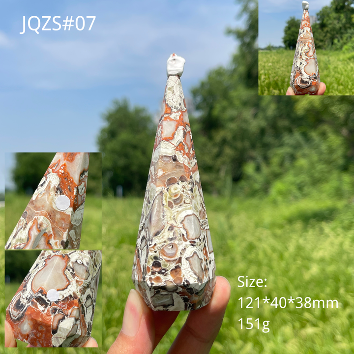 Unique,A Slightly Imperfect Natural Crystal Money Agate Diamond Tower