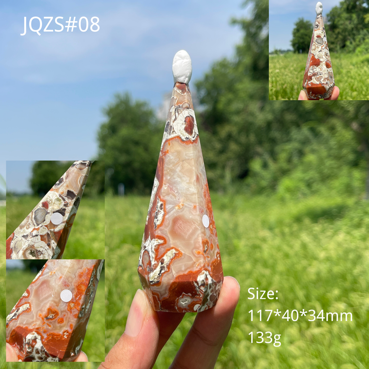 Unique,A Slightly Imperfect Natural Crystal Money Agate Diamond Tower