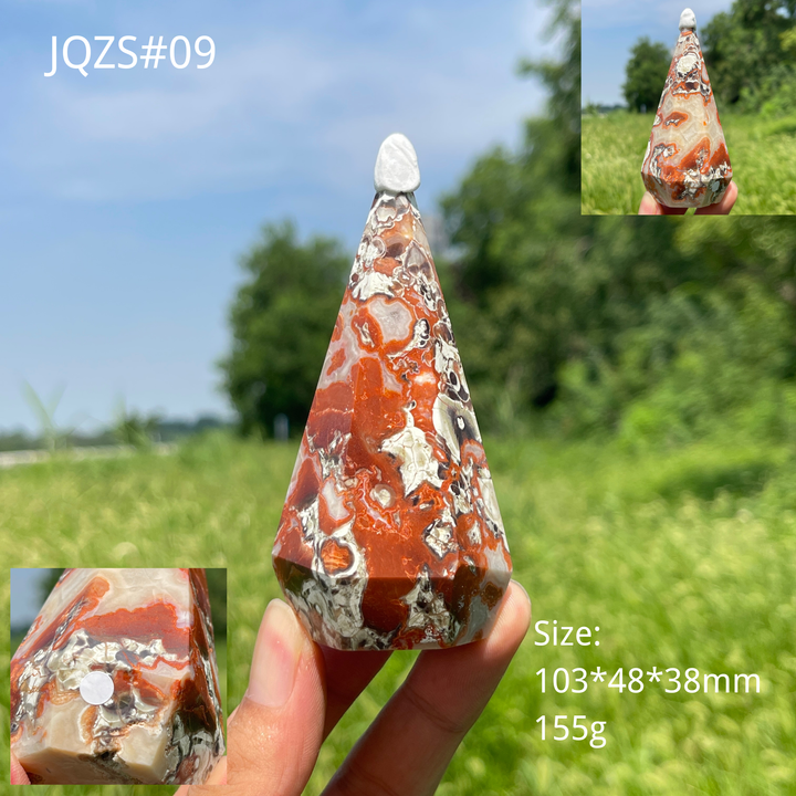 Unique,A Slightly Imperfect Natural Crystal Money Agate Diamond Tower