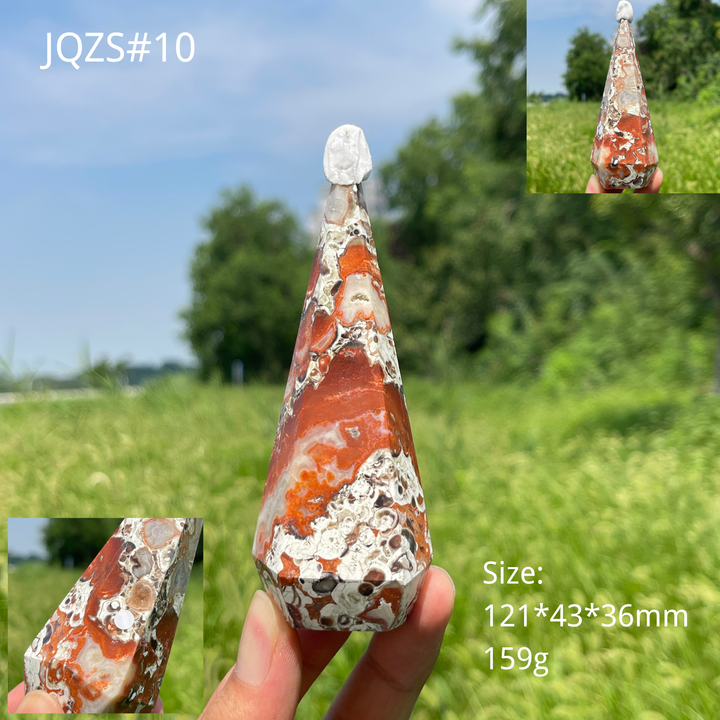 Unique,A Slightly Imperfect Natural Crystal Money Agate Diamond Tower