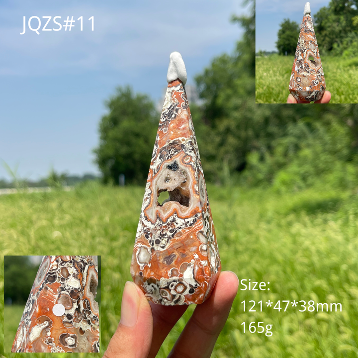 Unique,A Slightly Imperfect Natural Crystal Money Agate Diamond Tower