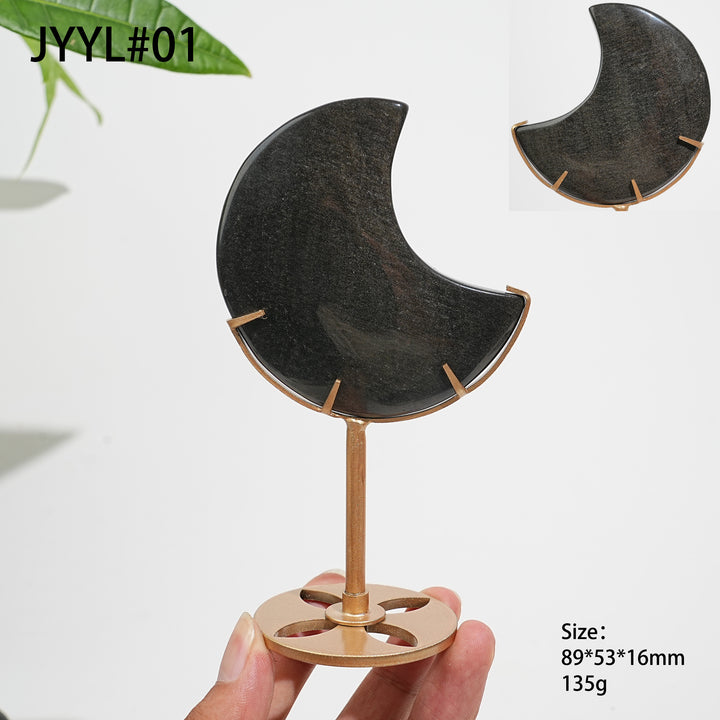 Unique,Natural Crystal Golden Obsidian Moon