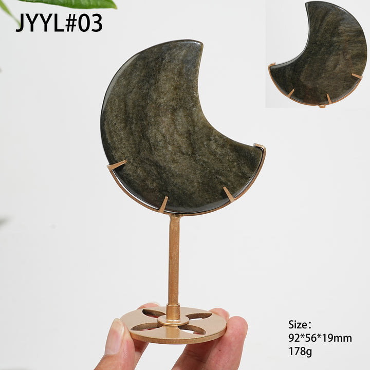 Unique,Natural Crystal Golden Obsidian Moon