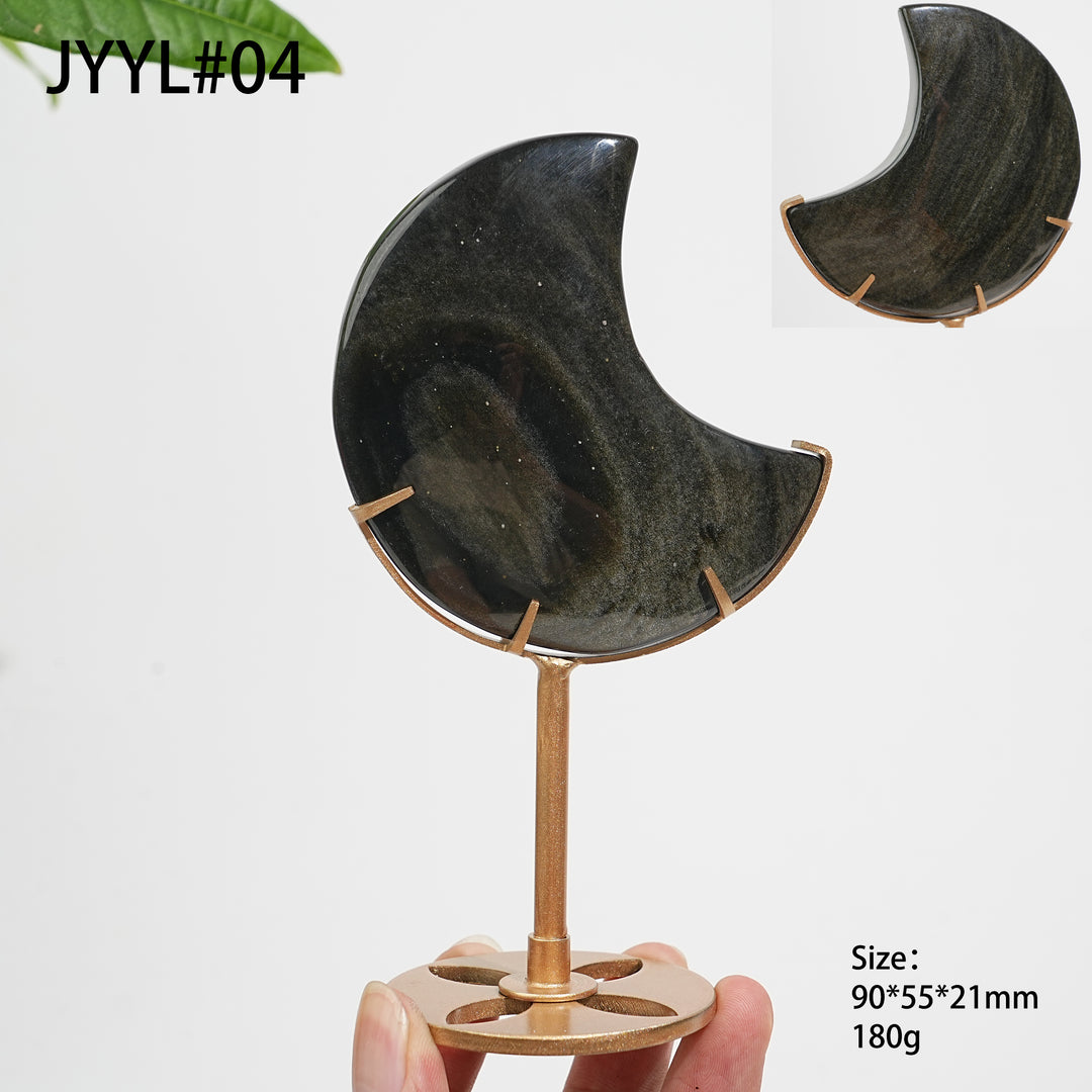 Unique,Natural Crystal Golden Obsidian Moon