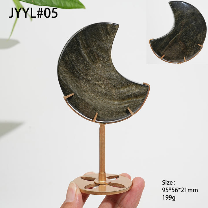 Unique,Natural Crystal Golden Obsidian Moon