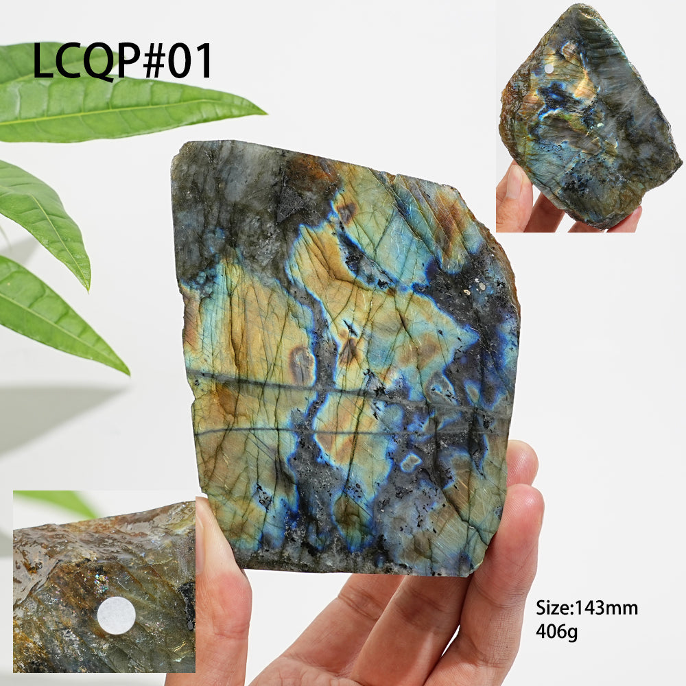 Unique,A Slightly Imperfect Natural Labradorite Crystal Slice
