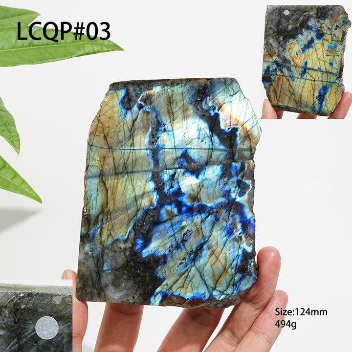 Unique,A Slightly Imperfect Natural Labradorite Crystal Slice