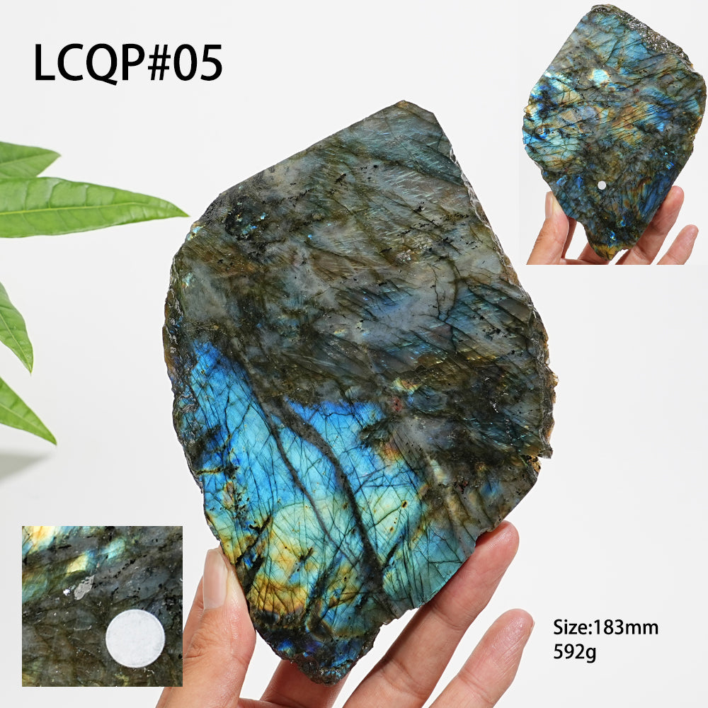 Unique,A Slightly Imperfect Natural Labradorite Crystal Slice