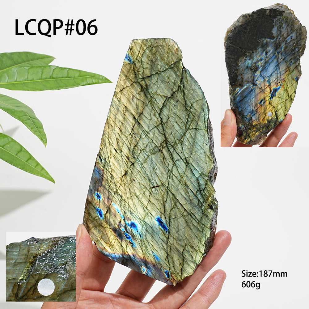 Unique,A Slightly Imperfect Natural Labradorite Crystal Slice