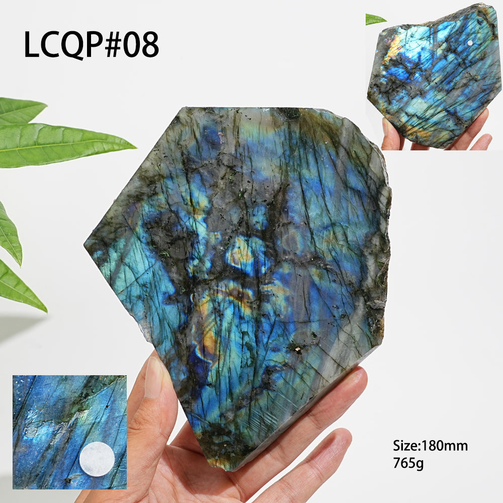 Unique,A Slightly Imperfect Natural Labradorite Crystal Slice