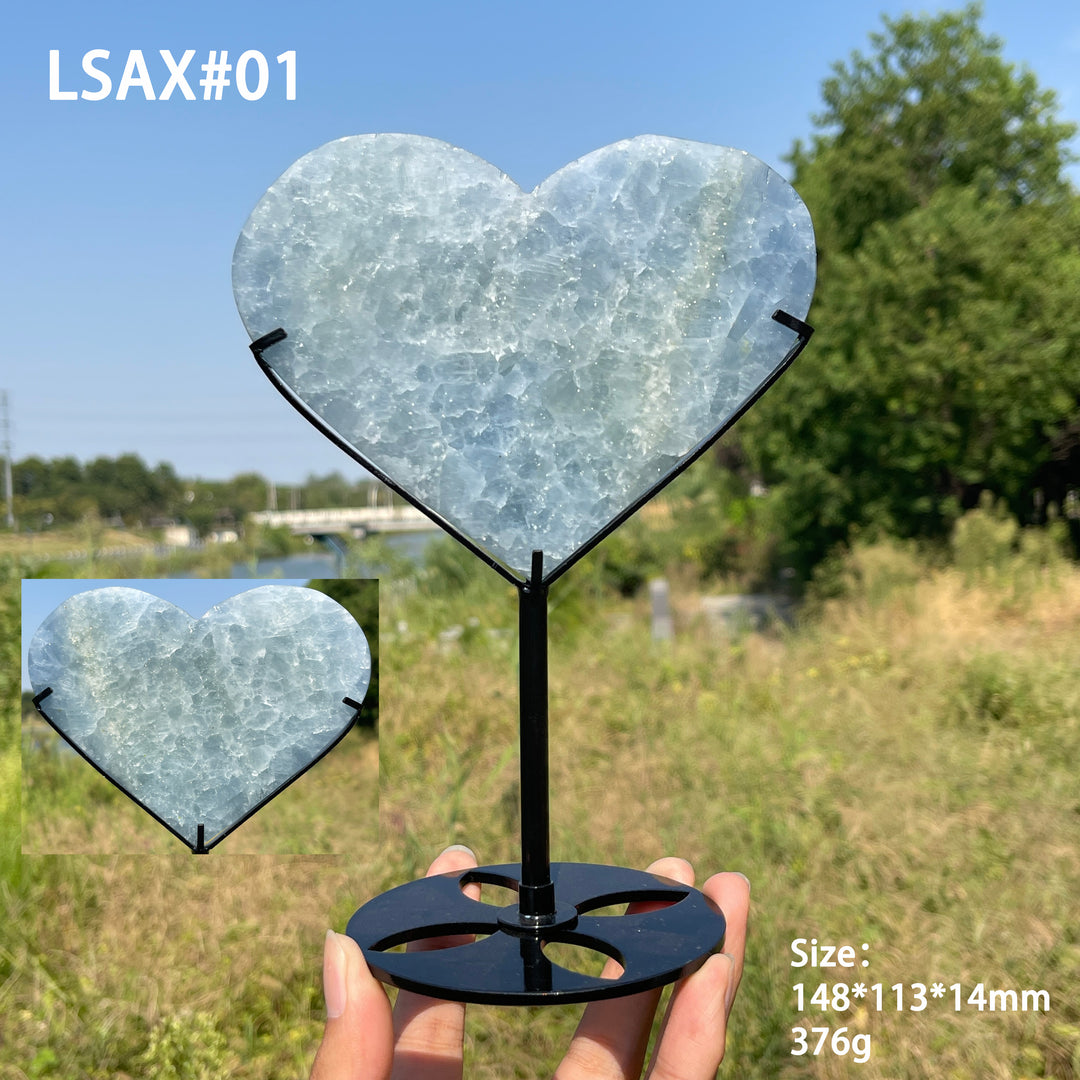 Unique,Natural Crystal Blue Calcite Heart