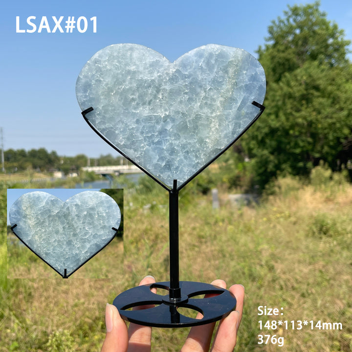 Unique,Natural Crystal Blue Calcite Heart