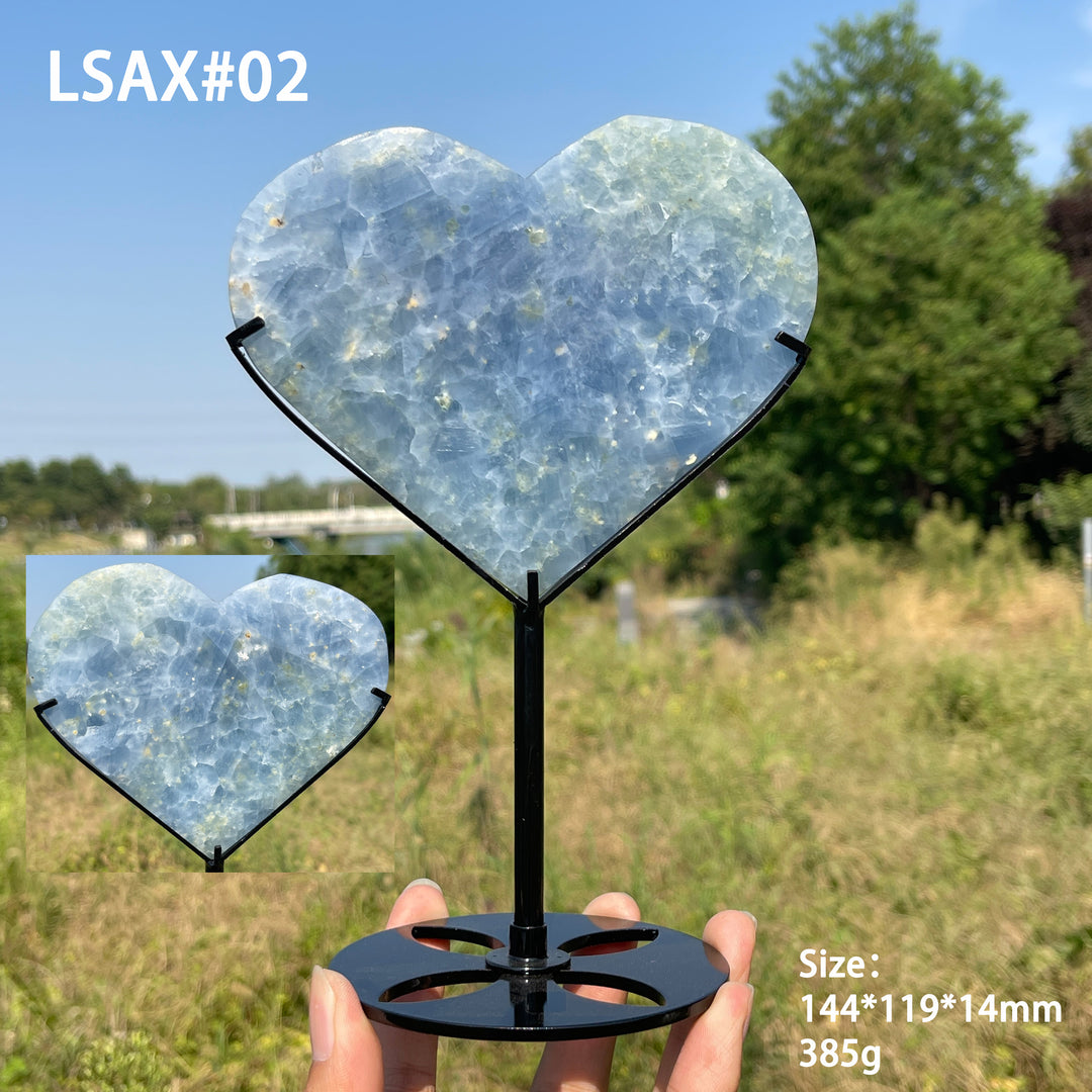 Unique,Natural Crystal Blue Calcite Heart