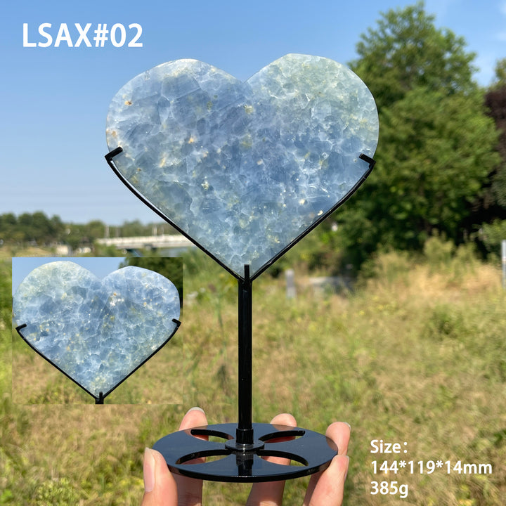 Unique,Natural Crystal Blue Calcite Heart