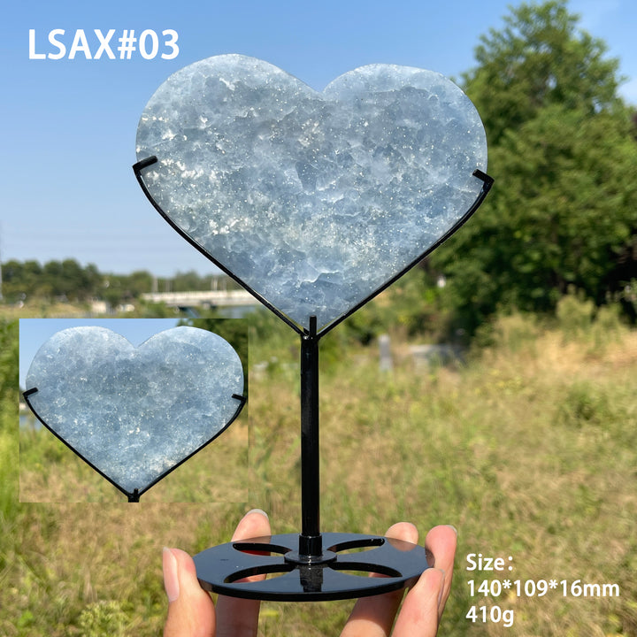 Unique,Natural Crystal Blue Calcite Heart