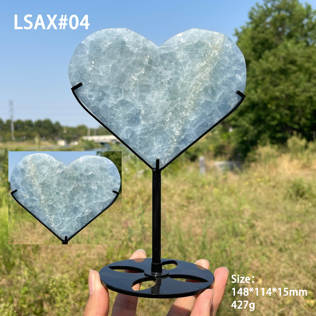 Unique,Natural Crystal Blue Calcite Heart