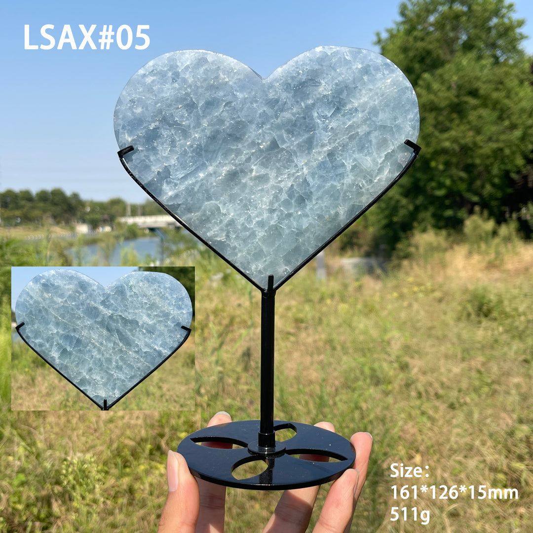 Unique,Natural Crystal Blue Calcite Heart