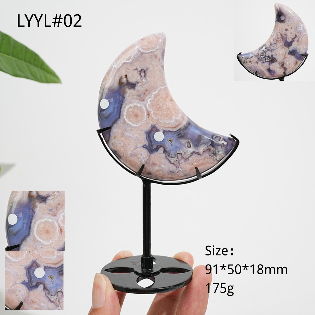 Unique,A Slightly Imperfect Natural Crystal Blue Flower Agate Moon
