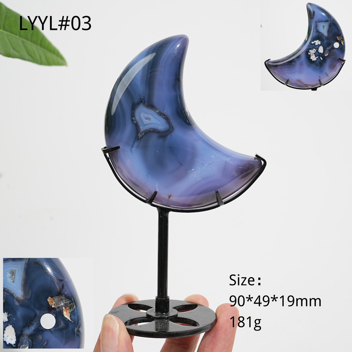 Unique,A Slightly Imperfect Natural Crystal Blue Flower Agate Moon