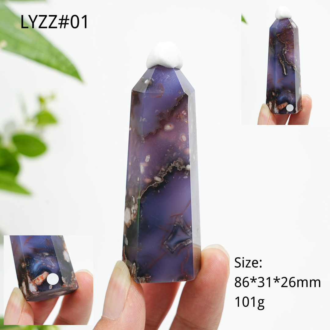 Unique,A Slightly Imperfect Natural Crystal Blue Flower Agate Point