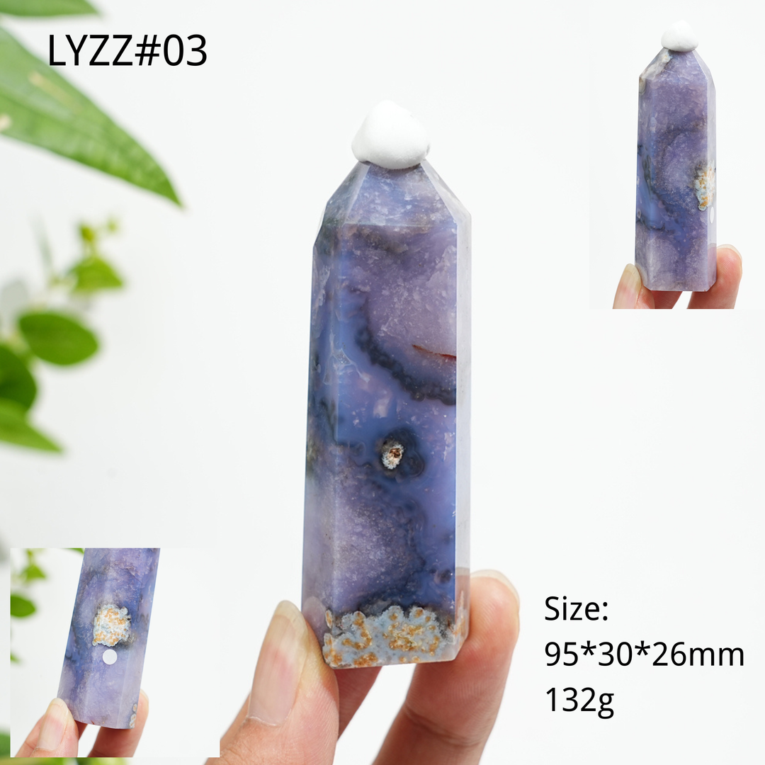 Unique,A Slightly Imperfect Natural Crystal Blue Flower Agate Point