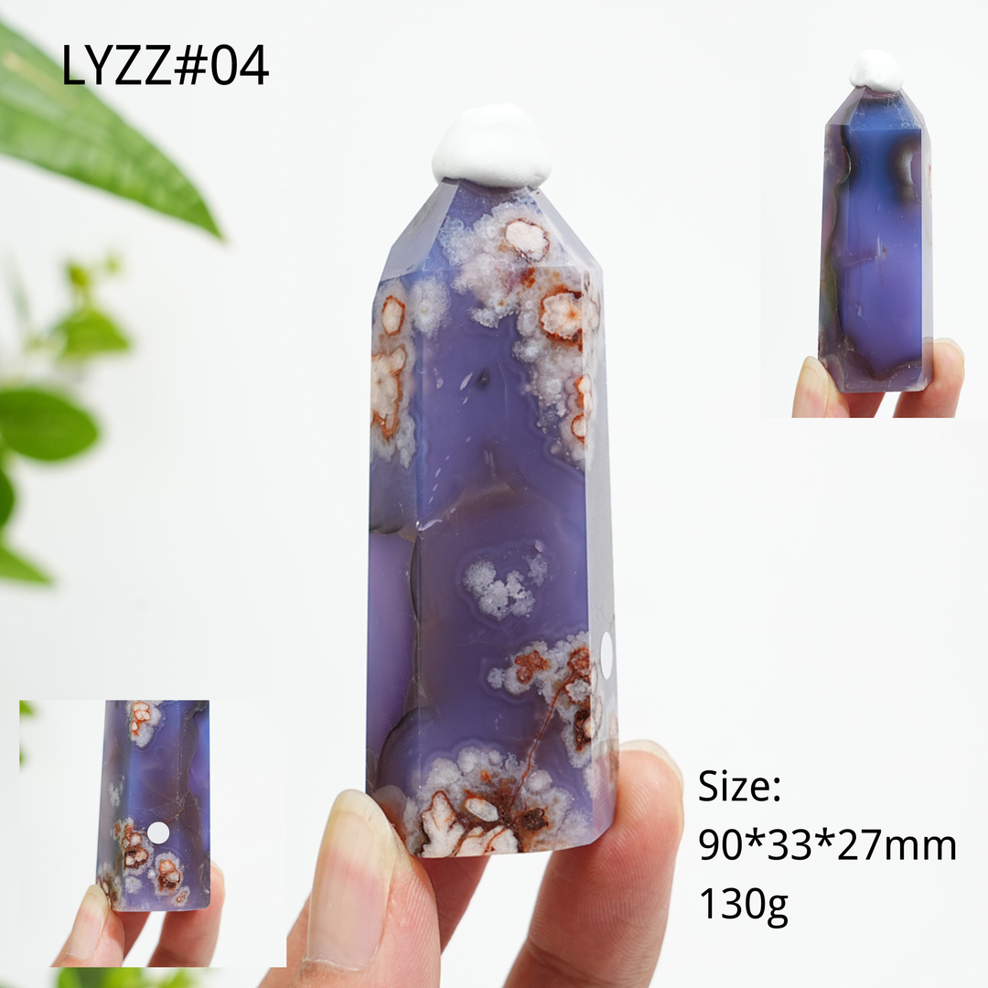 Unique,A Slightly Imperfect Natural Crystal Blue Flower Agate Point