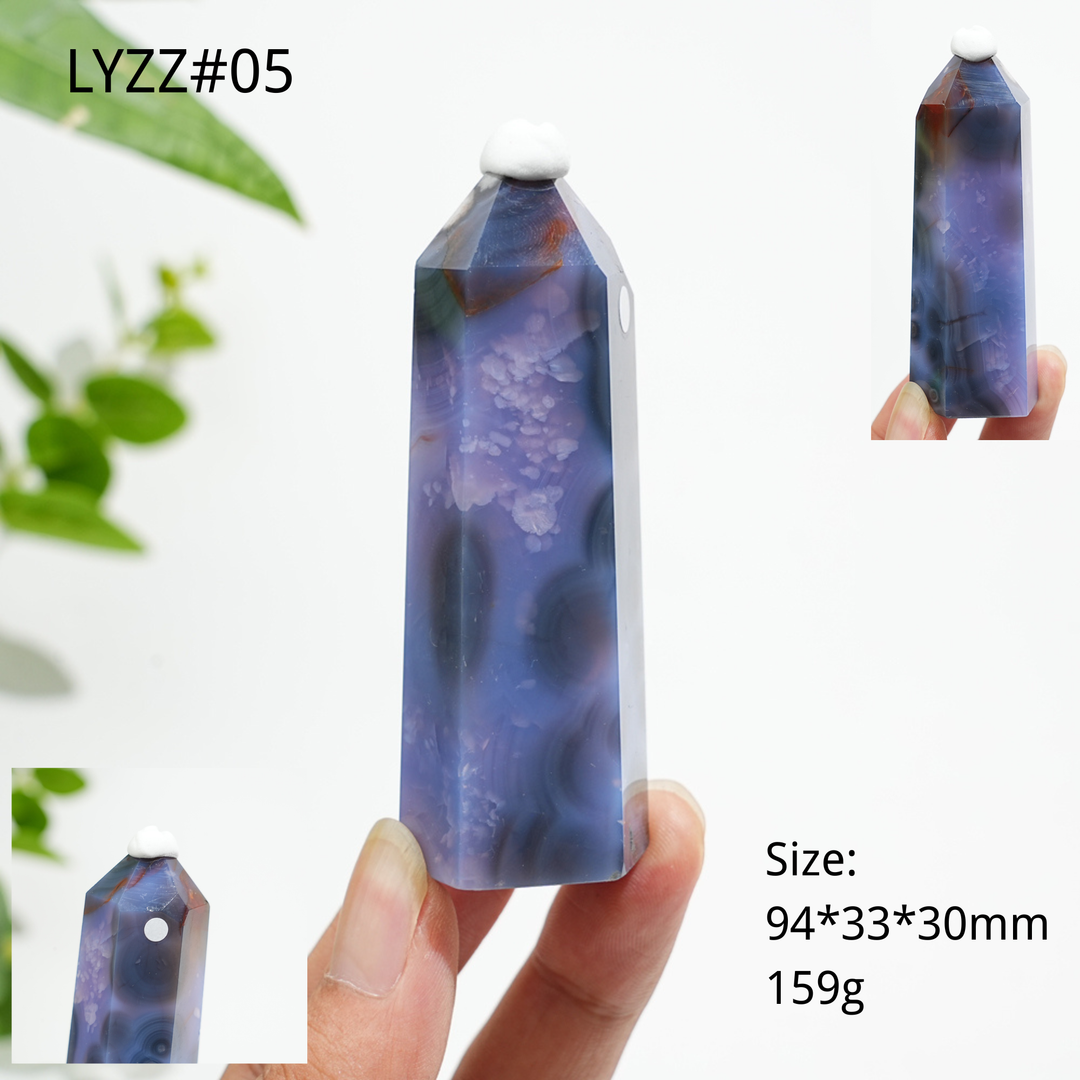 Unique,A Slightly Imperfect Natural Crystal Blue Flower Agate Point