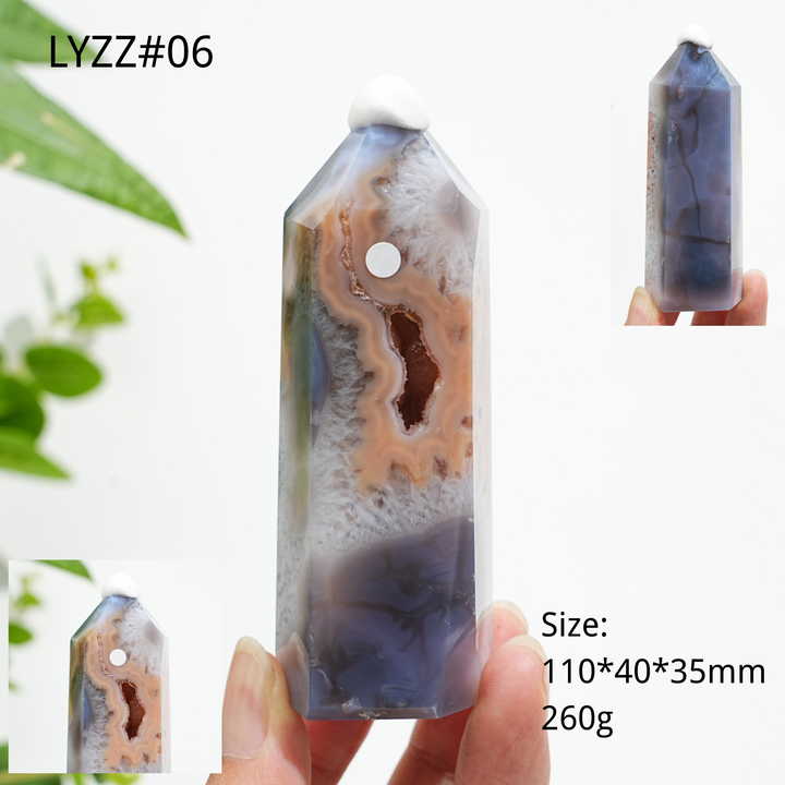 Unique,A Slightly Imperfect Natural Crystal Blue Flower Agate Point