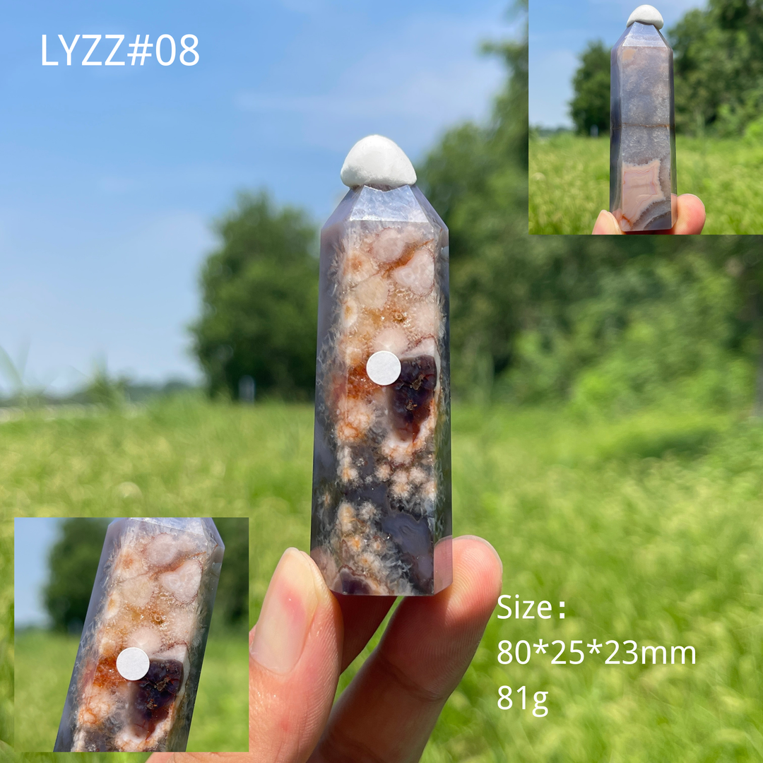 Unique,A Slightly Imperfect Natural Crystal Blue Flower Agate Point