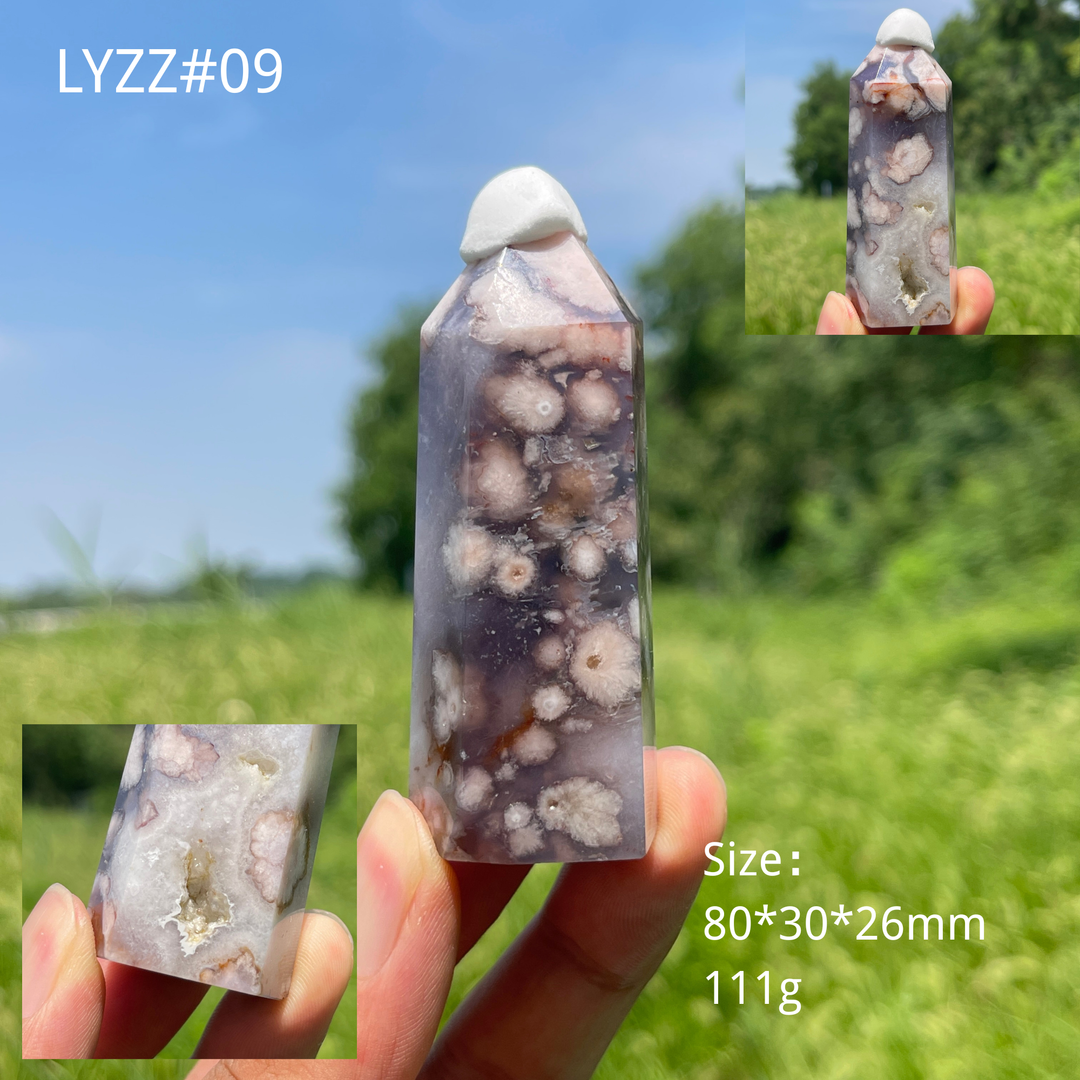 Unique,A Slightly Imperfect Natural Crystal Blue Flower Agate Point