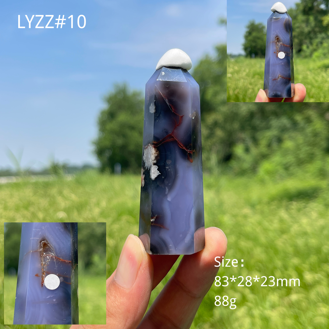 Unique,A Slightly Imperfect Natural Crystal Blue Flower Agate Point