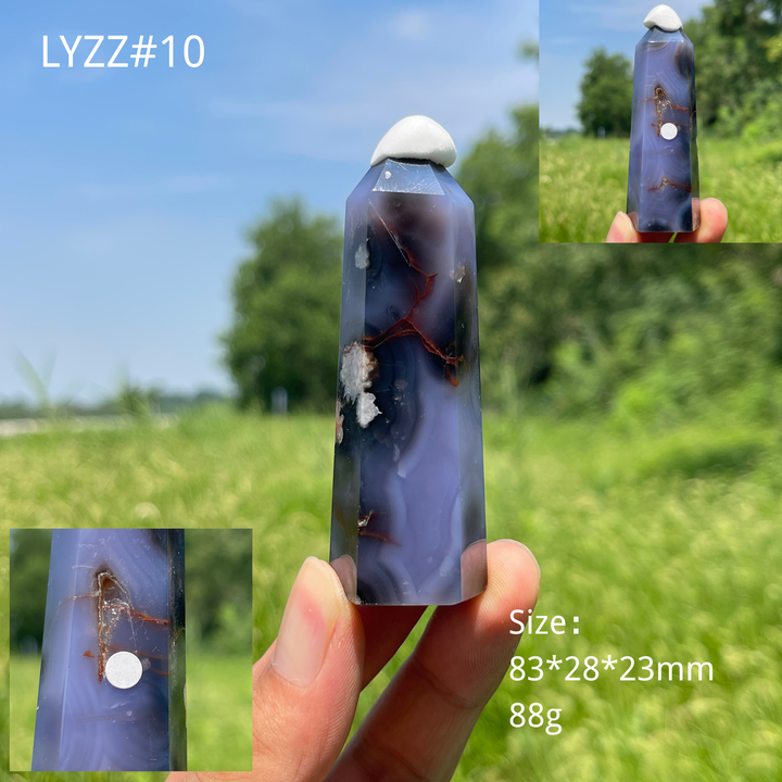Unique,A Slightly Imperfect Natural Crystal Blue Flower Agate Point