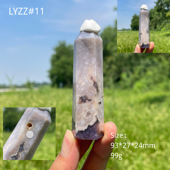 Unique,A Slightly Imperfect Natural Crystal Blue Flower Agate Point
